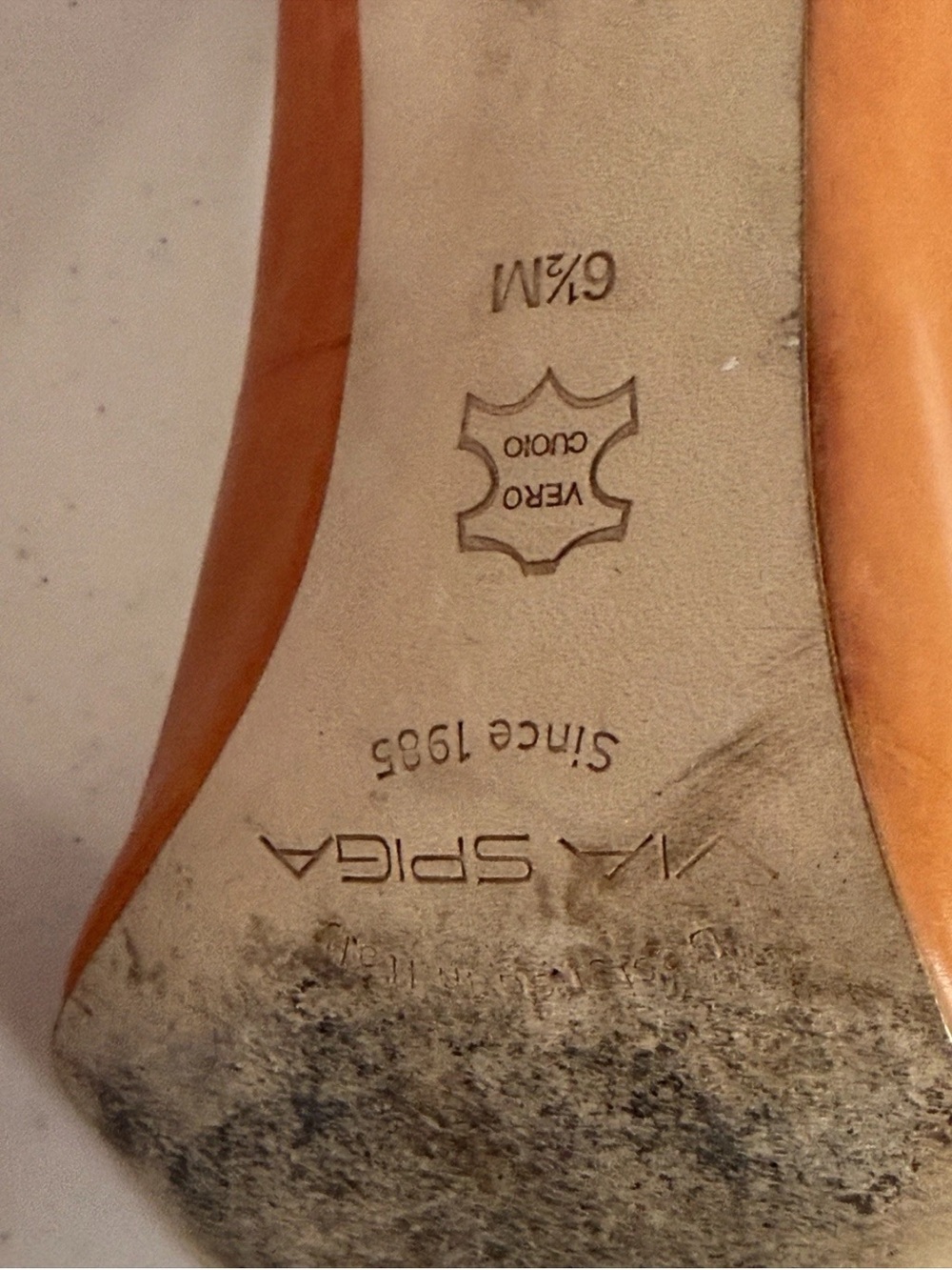 Via Spiga Orange Peep-toe Pumps With Platform Heel Size 6.5 Made In Italy - Picture 9 of 11
